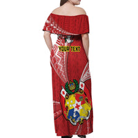 Personalised Tonga Independence Day Off Shoulder Maxi Dress Happy 54th Independence Anniversary Ngatu Pattern LT14 - Polynesian Pride