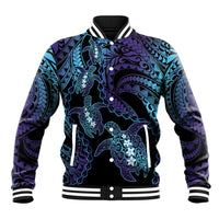 Polynesia Sea Turtle Day Baseball Jacket Tribal Honu Plumeria Polynesian Pattern