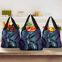 Polynesia Sea Turtle Day Grocery Bag Tribal Honu Plumeria Polynesian Pattern