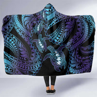 Polynesia Sea Turtle Day Hooded Blanket Tribal Honu Plumeria Polynesian Pattern