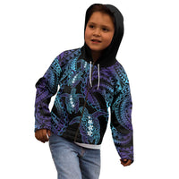Polynesia Sea Turtle Day Kid Hoodie Tribal Honu Plumeria Polynesian Pattern