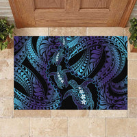 Polynesia Sea Turtle Day Rubber Doormat Tribal Honu Plumeria Polynesian Pattern