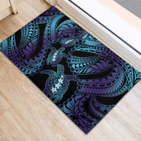 Polynesia Sea Turtle Day Rubber Doormat Tribal Honu Plumeria Polynesian Pattern
