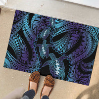 Polynesia Sea Turtle Day Rubber Doormat Tribal Honu Plumeria Polynesian Pattern