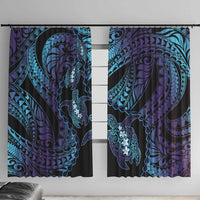 Polynesia Sea Turtle Day Window Curtain Tribal Honu Plumeria Polynesian Pattern