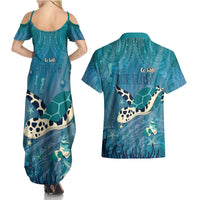 World Sea Turtle Day Polynesia Couples Matching Summer Maxi Dress and Hawaiian Shirt Go With The Flow