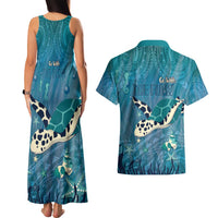World Sea Turtle Day Polynesia Couples Matching Tank Maxi Dress and Hawaiian Shirt Go With The Flow