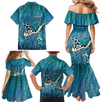 World Sea Turtle Day Polynesia Family Matching Mermaid Dress and Hawaiian Shirt Go With The Flow