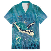 World Sea Turtle Day Polynesia Family Matching Off The Shoulder Long Sleeve Dress and Hawaiian Shirt Go With The Flow