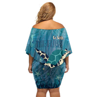 World Sea Turtle Day Polynesia Family Matching Off Shoulder Short Dress and Hawaiian Shirt Go With The Flow
