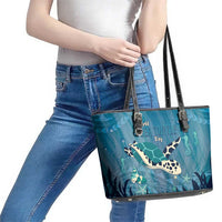 World Sea Turtle Day Polynesia Leather Tote Bag Go With The Flow LT14 - Polynesian Pride