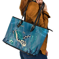 World Sea Turtle Day Polynesia Leather Tote Bag Go With The Flow LT14 - Polynesian Pride