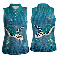 World Sea Turtle Day Polynesia Women Sleeveless Polo Shirt Go With The Flow
