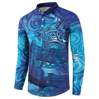 Kuri New Zealand Matariki Button Sweatshirt Aotearoa Dog Waka Maori New Year Galaxy Vibes