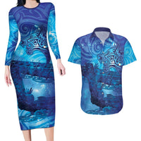 Kuri New Zealand Matariki Couples Matching Long Sleeve Bodycon Dress and Hawaiian Shirt Aotearoa Dog Waka Maori New Year Galaxy Vibes