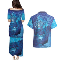 Kuri New Zealand Matariki Couples Matching Puletasi and Hawaiian Shirt Aotearoa Dog Waka Maori New Year Galaxy Vibes