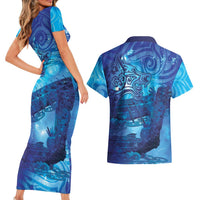 Kuri New Zealand Matariki Couples Matching Short Sleeve Bodycon Dress and Hawaiian Shirt Aotearoa Dog Waka Maori New Year Galaxy Vibes