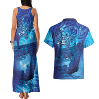 Kuri New Zealand Matariki Couples Matching Tank Maxi Dress and Hawaiian Shirt Aotearoa Dog Waka Maori New Year Galaxy Vibes