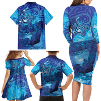 Kuri New Zealand Matariki Family Matching Long Sleeve Bodycon Dress and Hawaiian Shirt Aotearoa Dog Waka Maori New Year Galaxy Vibes