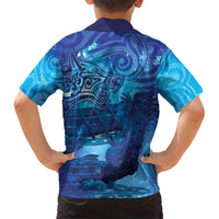 Kuri New Zealand Matariki Family Matching Off Shoulder Short Dress and Hawaiian Shirt Aotearoa Dog Waka Maori New Year Galaxy Vibes