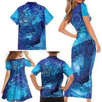Kuri New Zealand Matariki Family Matching Short Sleeve Bodycon Dress and Hawaiian Shirt Aotearoa Dog Waka Maori New Year Galaxy Vibes