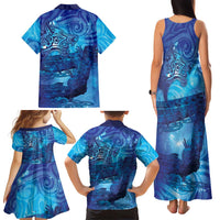 Kuri New Zealand Matariki Family Matching Tank Maxi Dress and Hawaiian Shirt Aotearoa Dog Waka Maori New Year Galaxy Vibes