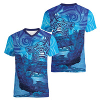 Kuri New Zealand Matariki Women V-Neck T-Shirt Aotearoa Dog Waka Maori New Year Galaxy Vibes