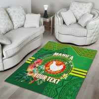 Personalized Manu'a Cession Day Area Rug Tropical Flowers With Polynesian Pattern