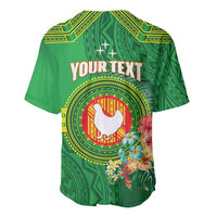 Personalized Manu'a Cession Day Baseball Jersey Tropical Flowers With Polynesian Pattern