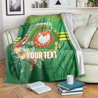 Personalized Manu'a Cession Day Blanket Tropical Flowers With Polynesian Pattern