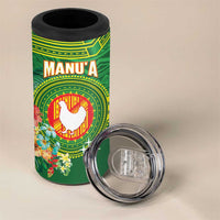 Personalized Manu'a Cession Day 4 in 1 Can Cooler Tumbler Tropical Flowers With Polynesian Pattern