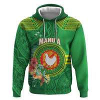 Personalized Manu'a Cession Day Hoodie Tropical Flowers With Polynesian Pattern