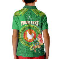 Personalized Manu'a Cession Day Kid Polo Shirt Tropical Flowers With Polynesian Pattern