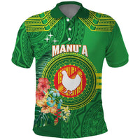 Personalized Manu'a Cession Day Polo Shirt Tropical Flowers With Polynesian Pattern
