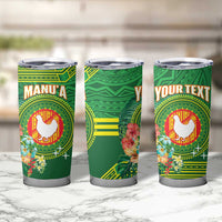Personalized Manu'a Cession Day Tumbler Cup Tropical Flowers With Polynesian Pattern