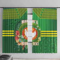 Personalized Manu'a Cession Day Window Curtain Tropical Flowers With Polynesian Pattern