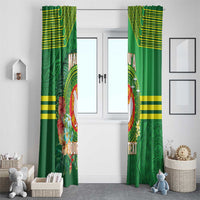 Personalized Manu'a Cession Day Window Curtain Tropical Flowers With Polynesian Pattern