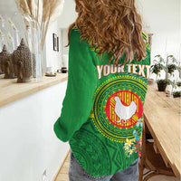 Personalized Manu'a Cession Day Women Casual Shirt Tropical Flowers With Polynesian Pattern