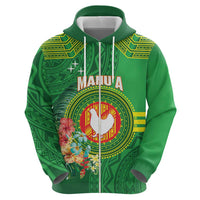 Personalized Manu'a Cession Day Zip Hoodie Tropical Flowers With Polynesian Pattern