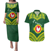 Manu'a Flag Day Couples Matching Puletasi and Hawaiian Shirt Polynesian Pattern National Color Proud