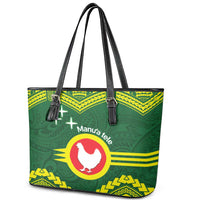 Manu'a Flag Day Leather Tote Bag Polynesian Pattern National Color Proud