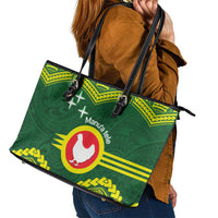 Manu'a Flag Day Leather Tote Bag Polynesian Pattern National Color Proud