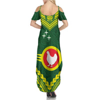Manu'a Flag Day Summer Maxi Dress Polynesian Pattern National Color Proud