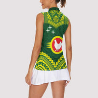 Manu'a Flag Day Women Sleeveless Polo Shirt Polynesian Pattern National Color Proud