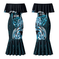 Asut Guam Chamorro Family Matching Mermaid Dress and Hawaiian Shirt Guahan Seal Tattoo LT14 Mom's Dress Blue - Polynesian Pride