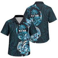 Asut Guam Chamorro Family Matching Off Shoulder Maxi Dress and Hawaiian Shirt Guahan Seal Tattoo LT14 Son's Shirt Blue - Polynesian Pride