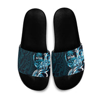 Asut Guam Chamorro Slide Sandals Guahan Seal Tattoo LT14 Blue - Polynesian Pride