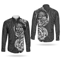 Attelong Guam Chamorro Couples Matching Puletasi and Long Sleeve Button Shirt Guahan Seal Tattoo LT14 - Polynesian Pride