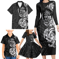 Attelong Guam Chamorro Family Matching Long Sleeve Bodycon Dress and Hawaiian Shirt Guahan Seal Tattoo LT14 - Polynesian Pride
