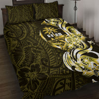 Amariyu Guam Chamorro Quilt Bed Set Guahan Seal Tattoo LT14 Yellow - Polynesian Pride